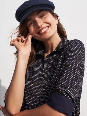 Anthropologie Maeve Polka Dot Tunic Blouse Cotton Button Front XS